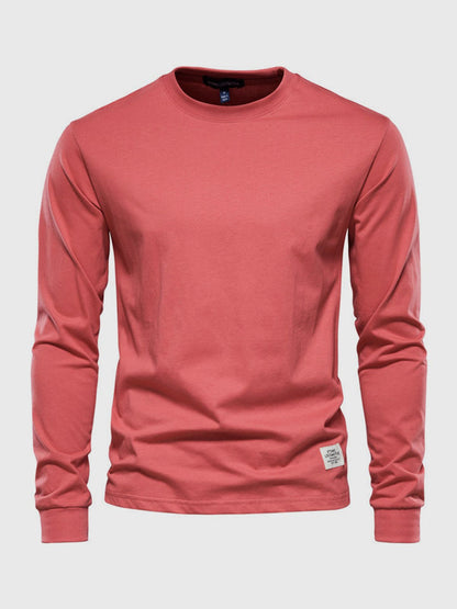 Herren Hemd Baumwolle Langarm Rundhals
