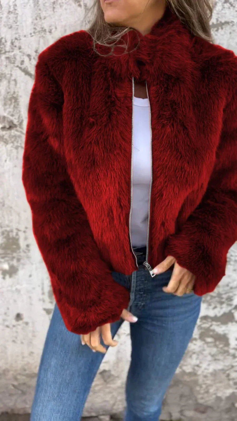 Elegante Damen Felljacke Luxus Komfort
