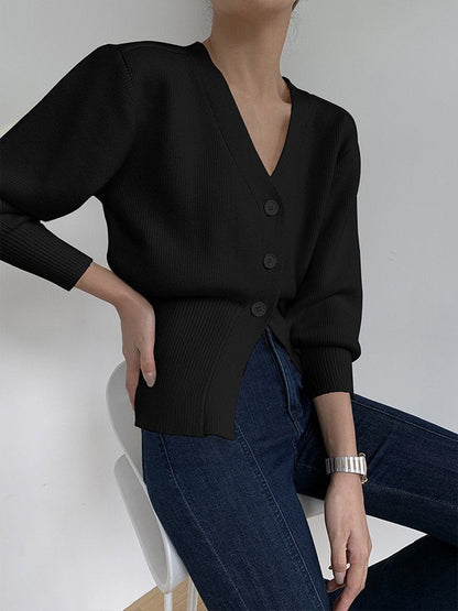 Frauen Strickjacke V-Ausschnitt Weich