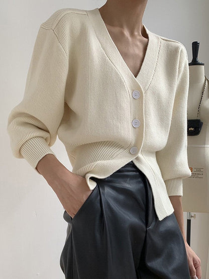 Frauen Strickjacke V-Ausschnitt Weich