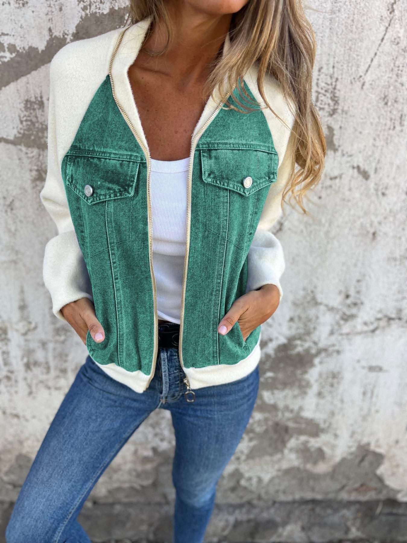 Modische YKK Jacke Lässig V-Ausschnitt
