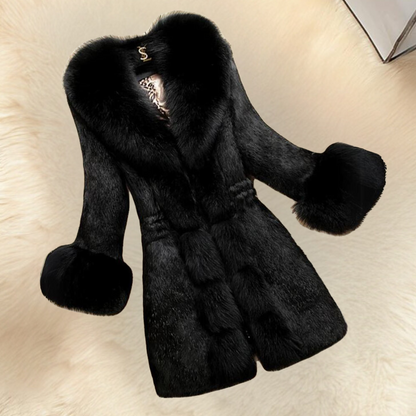 Winter-Mantel Damen Pelz-Look Elegant