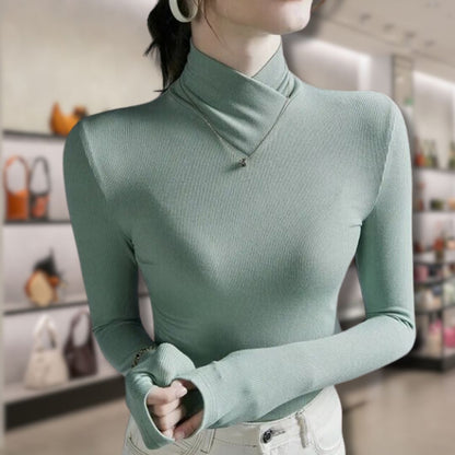 Weiche Damen Rollkragenpullover mit Spitze
