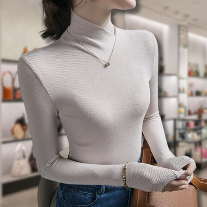 Weiche Damen Rollkragenpullover mit Spitze