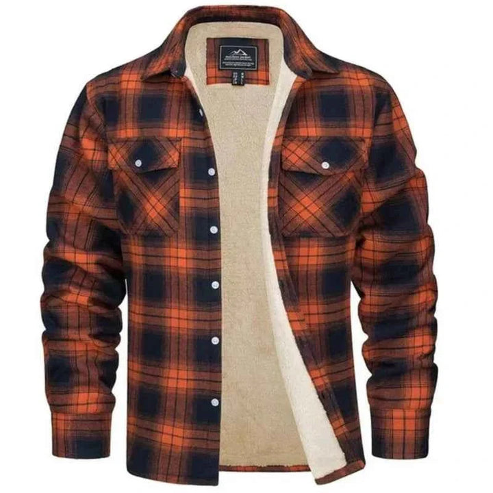 Herren Flanellhemd Kariert Schwarz Beige