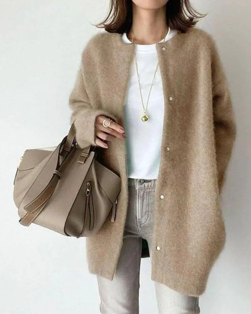 Herbst Cardigan Damen Wolle Warm - IdealeKleiden