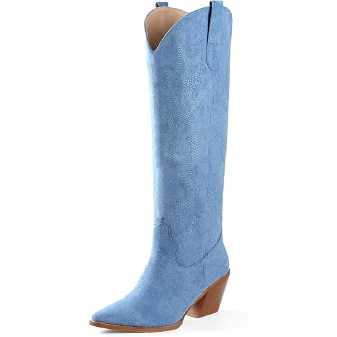 Stilvolle Cowboystiefel Niedrig Wildleder Optik