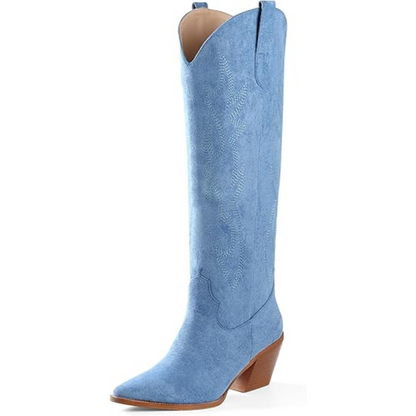 Stilvolle Cowboystiefel Niedrig Wildleder Optik