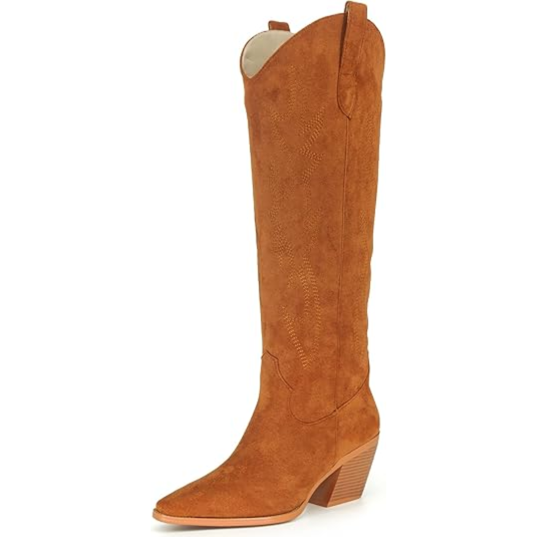 Stilvolle Cowboystiefel Niedrig Wildleder Optik