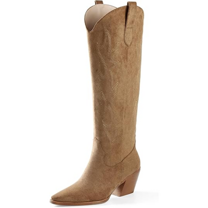 Stilvolle Cowboystiefel Niedrig Wildleder Optik