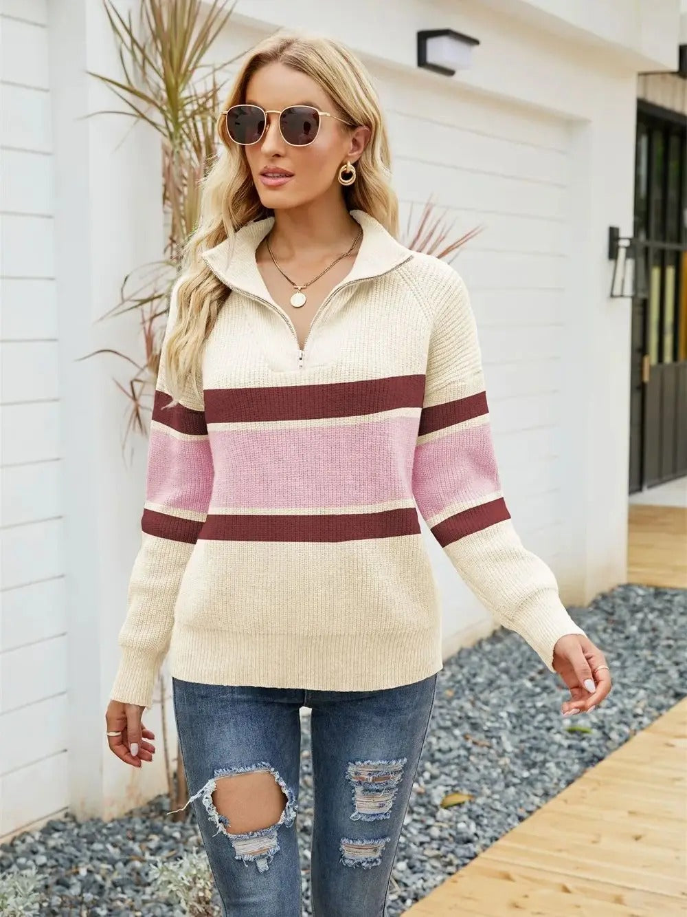 Damenschal-Kleid Strick-Pullover