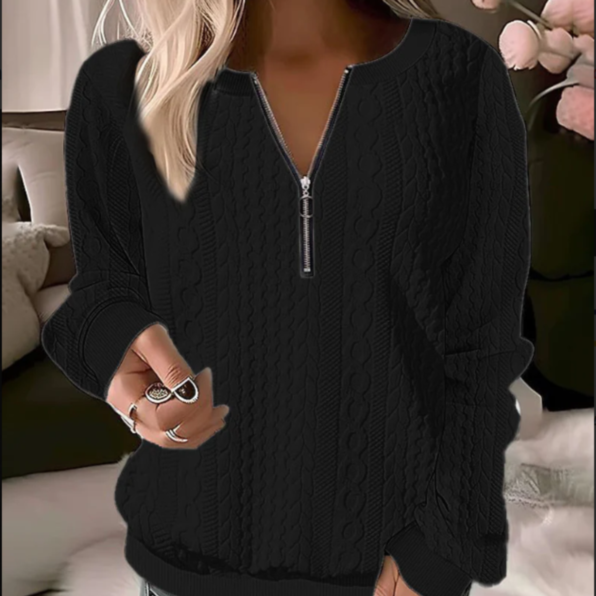 Kuschelige Strickpullover Rundhals Frauen