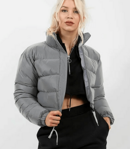 Kurze Pufferjacke Sportlich mit Reißverschluss - IdealeKleiden