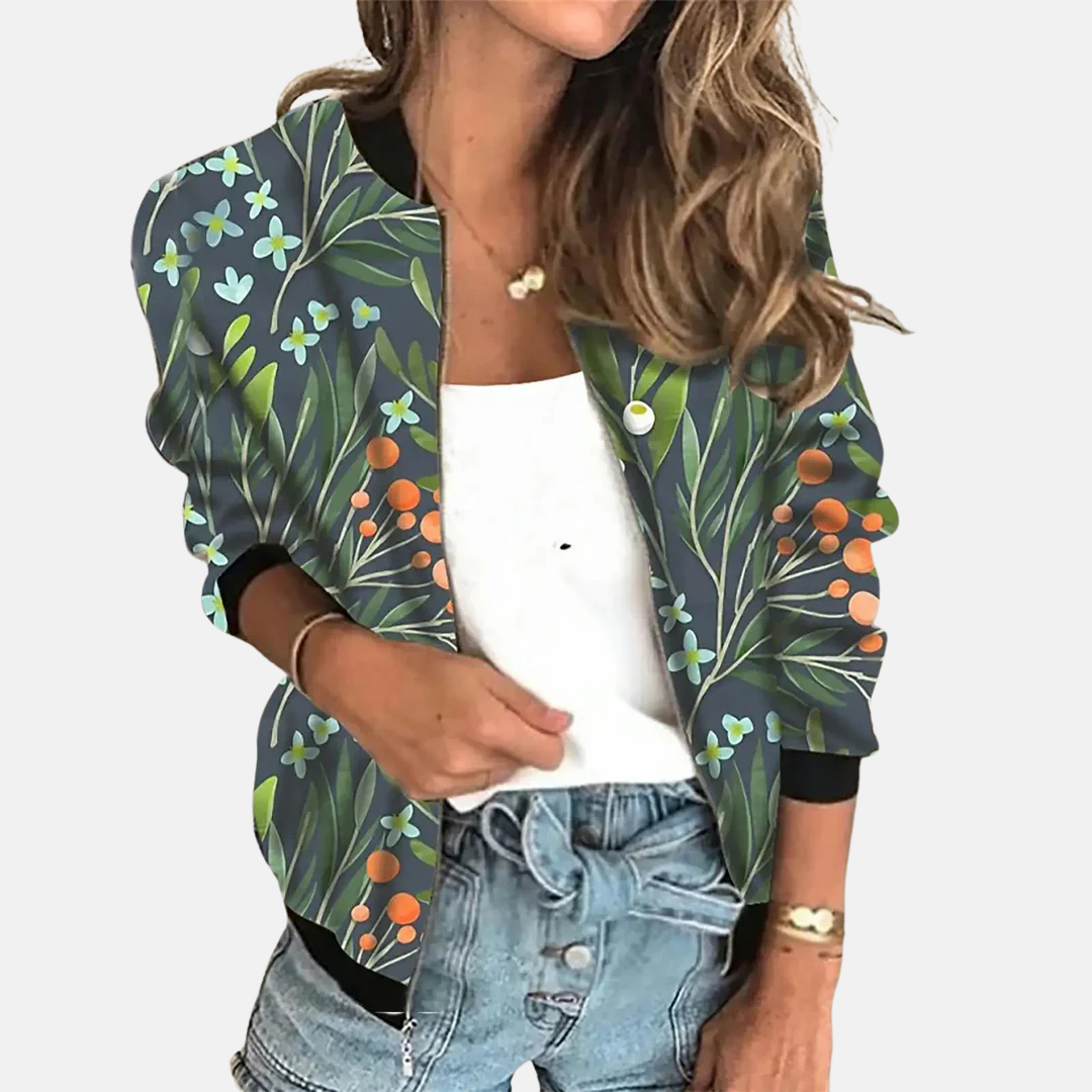 Damen Retro Bomberjacke Trendy Druck Design