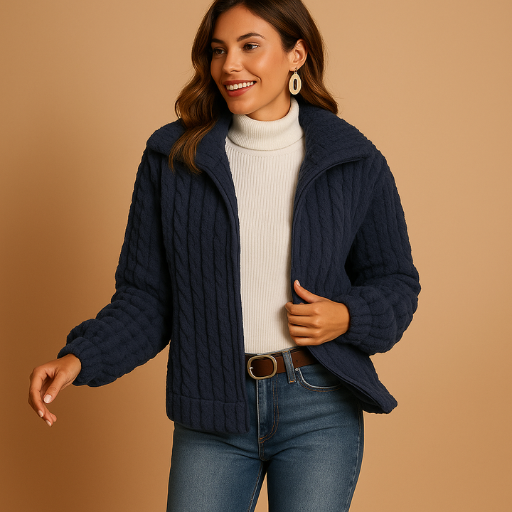 Frauen Fleecejacke Stehkragen Warm Herbstmodell