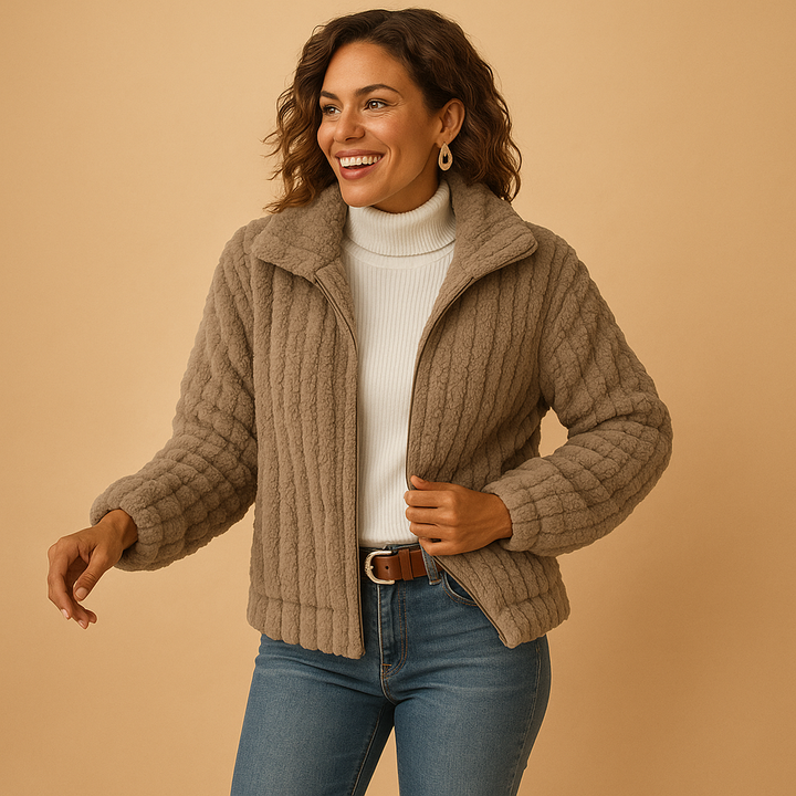 Frauen Fleecejacke Stehkragen Warm Herbstmodell