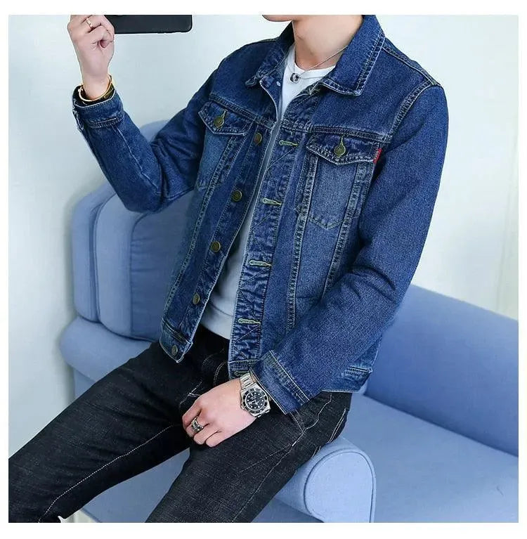 Modische Denim Jacke Herren Revers Style