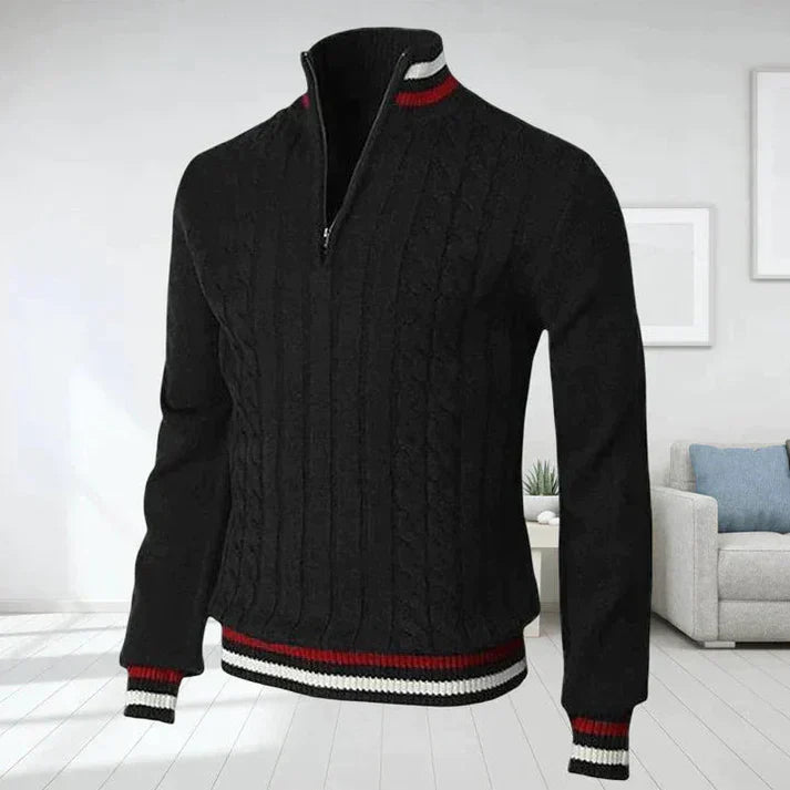 Herren Pullover Zopfmuster Grau Klassisch