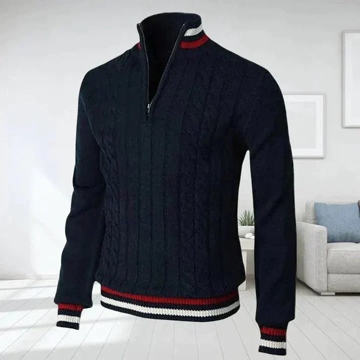 Herren Pullover Zopfmuster Grau Klassisch