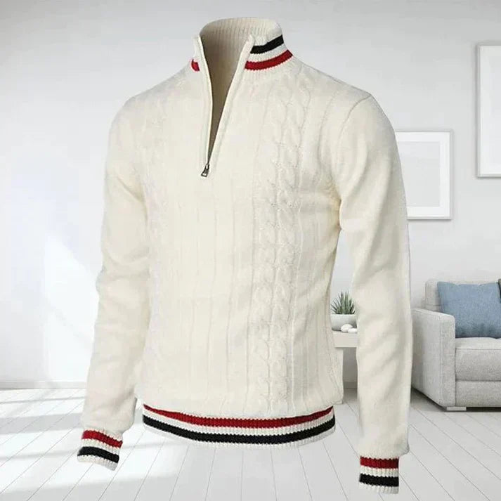 Herren Pullover Zopfmuster Grau Klassisch - IdealeKleiden