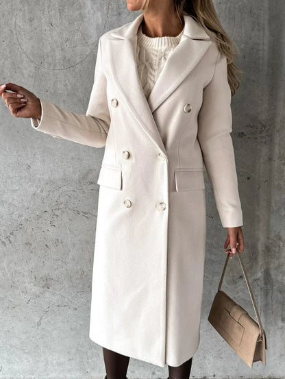 Damen Mantel Doppelreihig Elegent Lang