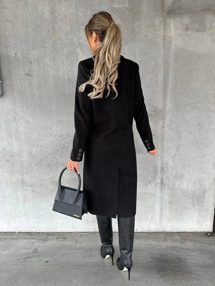 Damen Mantel Doppelreihig Elegent Lang - IdealeKleiden