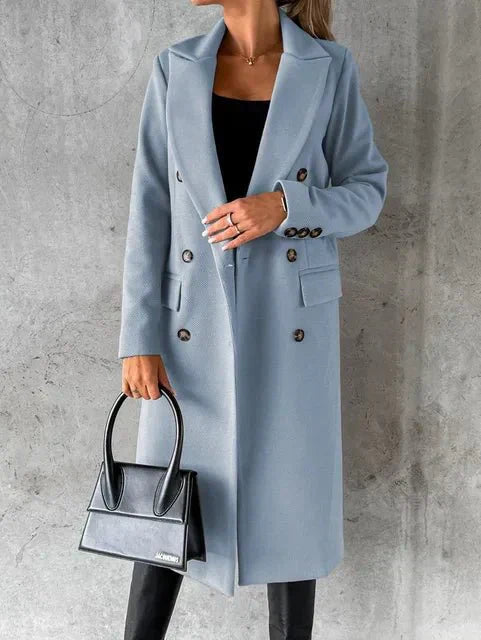 Damen Mantel Doppelreihig Elegent Lang