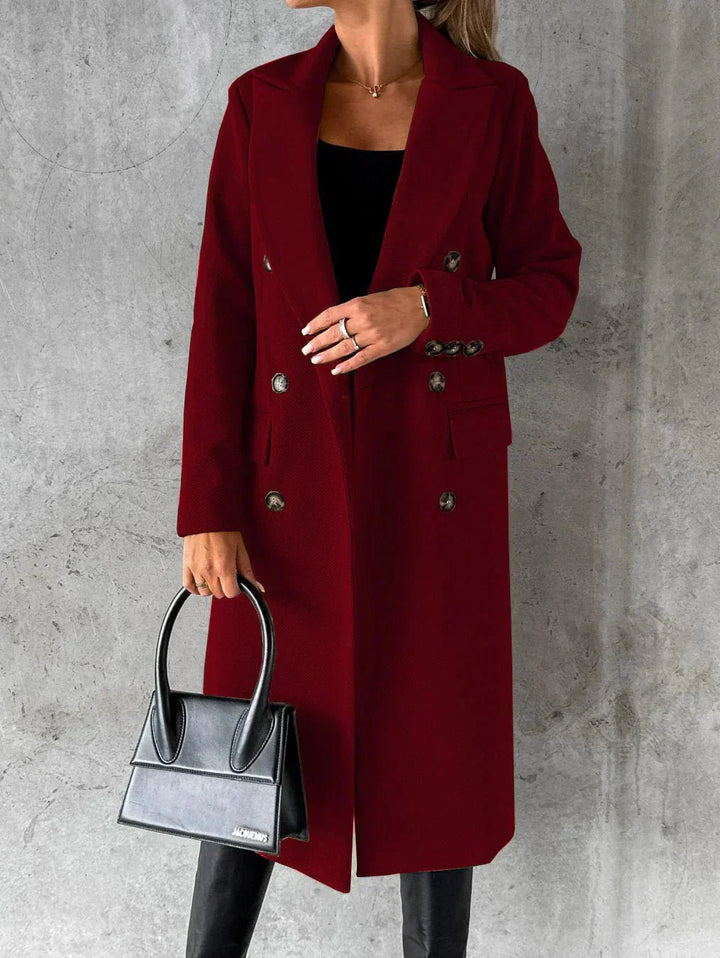 Damen Mantel Doppelreihig Elegent Lang