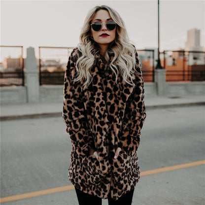 Leopardenmuster Damenmantel Stylisch & Warm