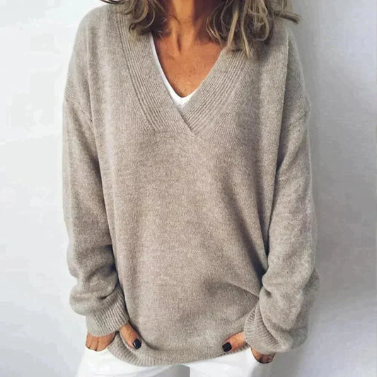 Damenschal Strickpullover Übergröße V-Ausschnitt Weich - IdealeKleiden