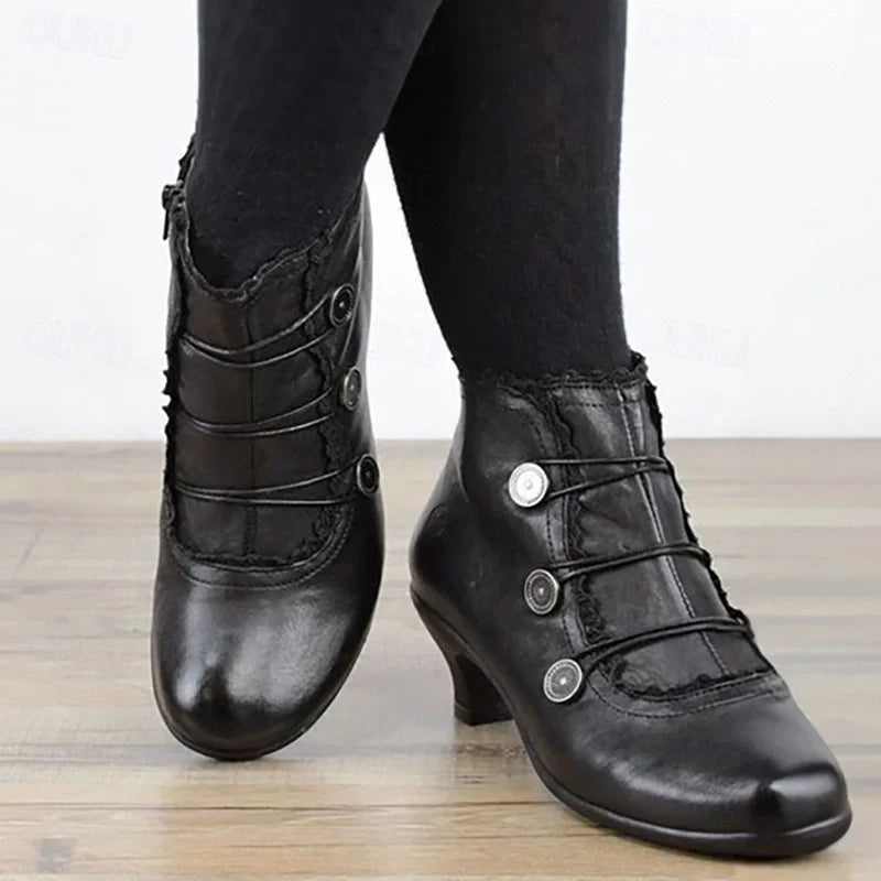 Damen Stiefeletten Viktorianisch Spitze Schnürsenkel