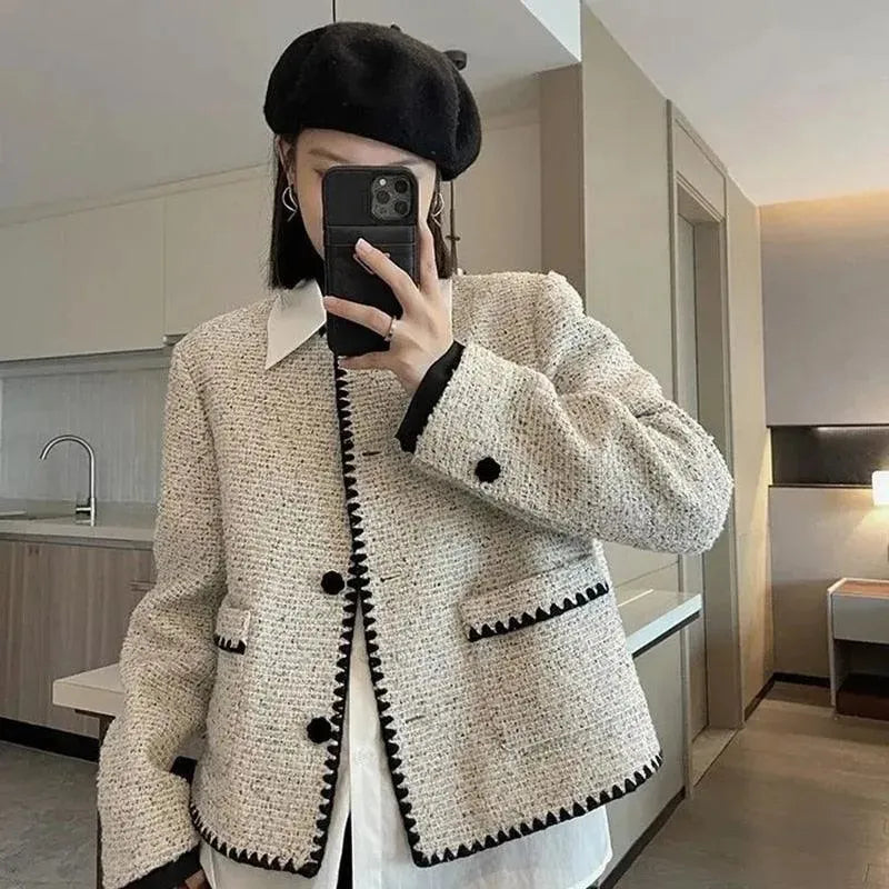 Graue Tweedjacke Damen Kurz Modell