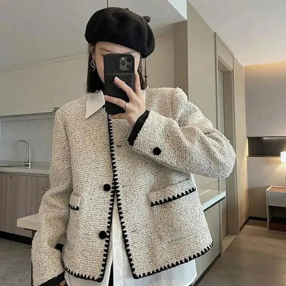 Graue Tweedjacke Damen Kurz Modell