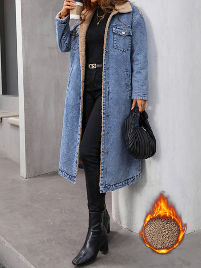 Weiche Jeansjacke Blau Gepolstert