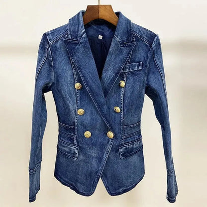 Damen Blazer Denim Lässig Elegante Optik