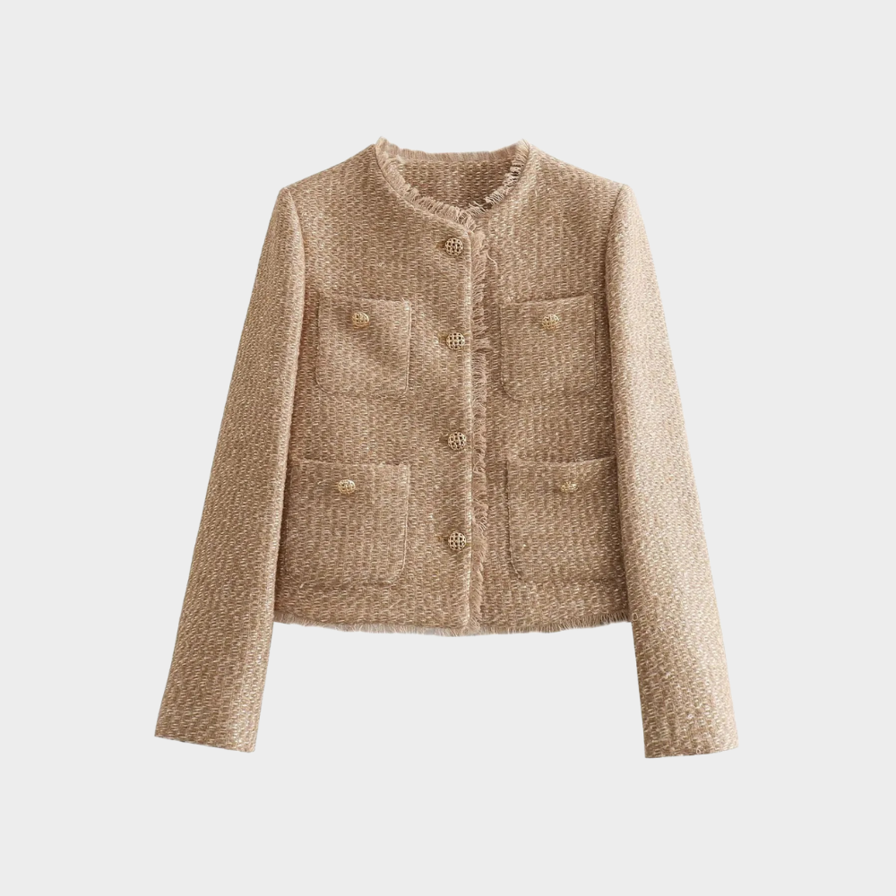 Elegante Damenjacke Beige Tweed