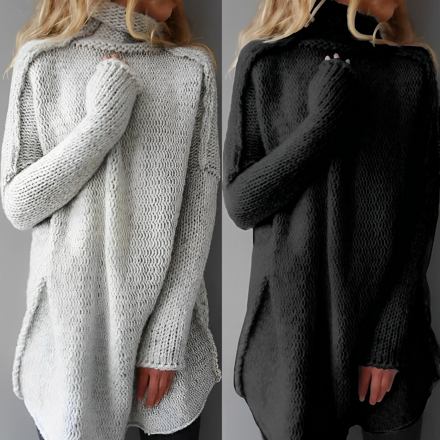 Damenschal Langarm Strickpullover Modern - IdealeKleiden
