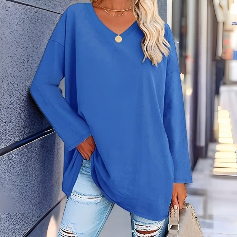 Elegantes Damen Top Langarm V-Ausschnitt
