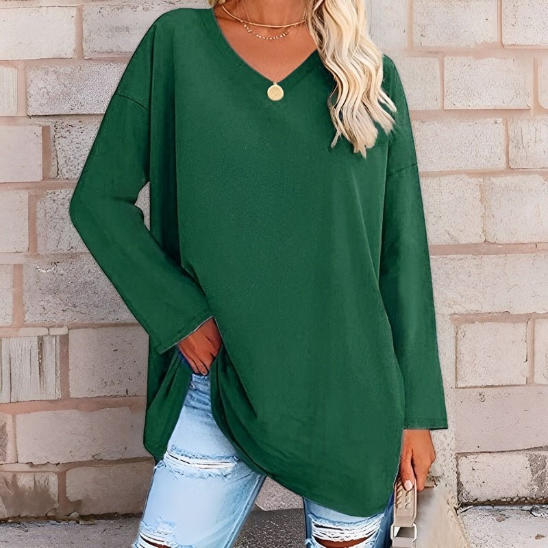 Elegantes Damen Top Langarm V-Ausschnitt