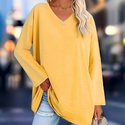 Elegantes Damen Top Langarm V-Ausschnitt - IdealeKleiden