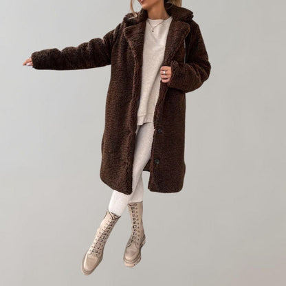 Damen Teddy Mantel Lang Elegant