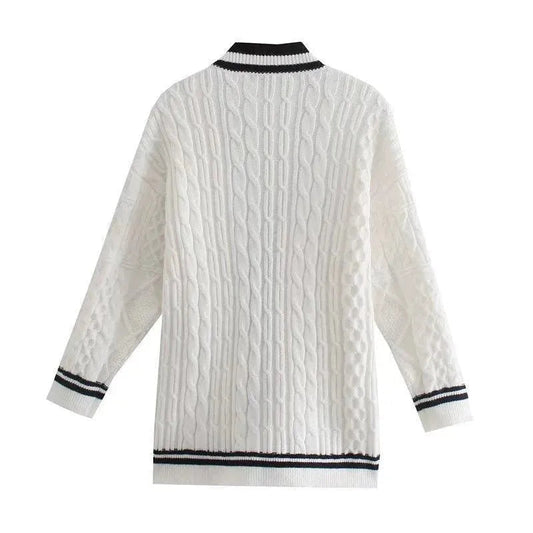 Modische Strickjacke Damen Streifen Design - IdealeKleiden