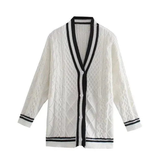 Modische Strickjacke Damen Streifen Design