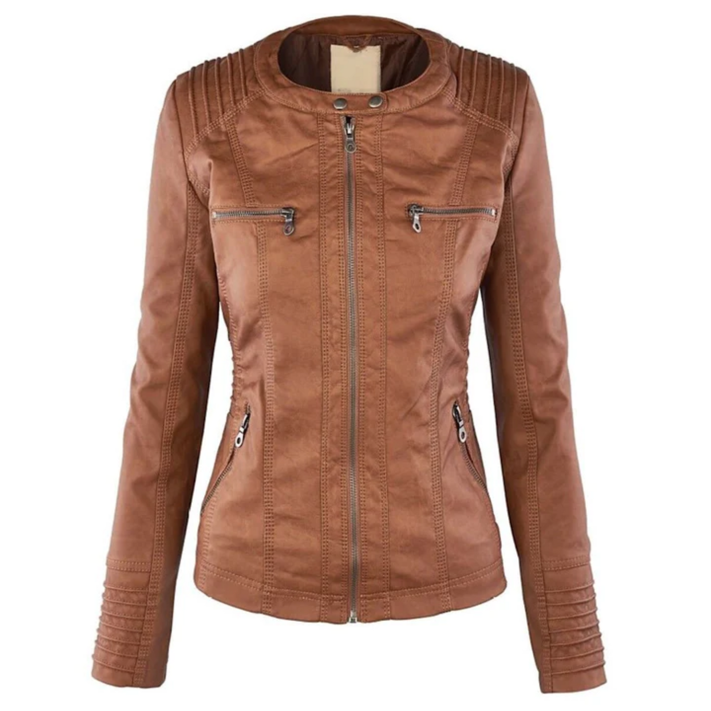 Elegante Damen Lederjacke Kapuze Style