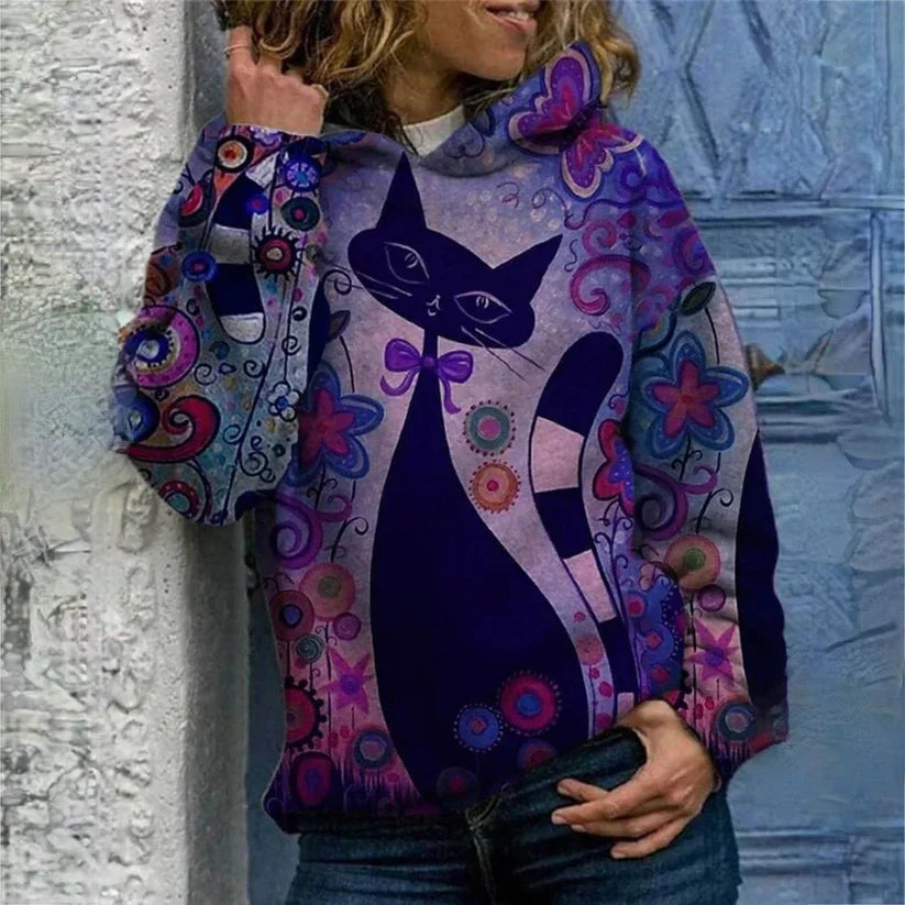 Kapuzenpullover Katzenmuster Elegant