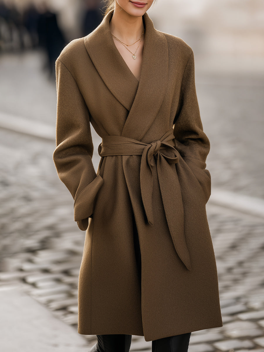 Damen Wintermantel Lang Gurtel Elegant
