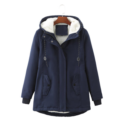 Luxus Damen Wintermantel Elegent Schwarz