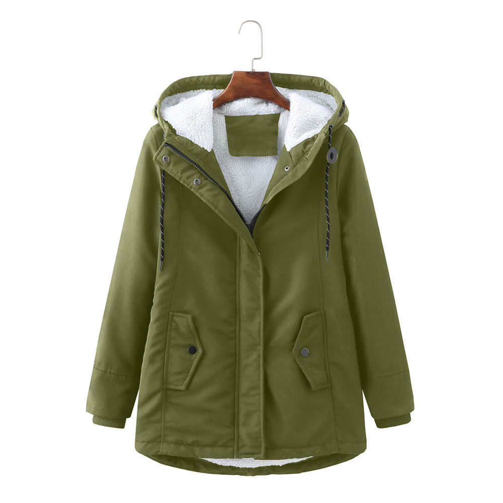 Luxus Damen Wintermantel Elegent Schwarz
