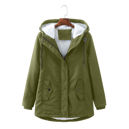 Luxus Damen Wintermantel Elegent Schwarz