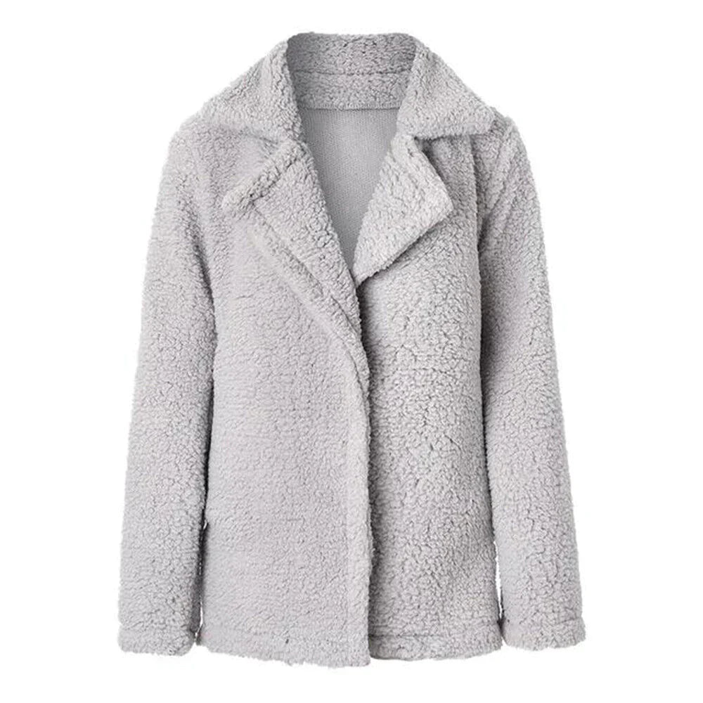 Damen Weich Teddy Winterjacke Warm